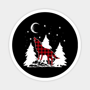 Buffalo Plaid Wolf Howling Christmas Matching Family Pajama Magnet
